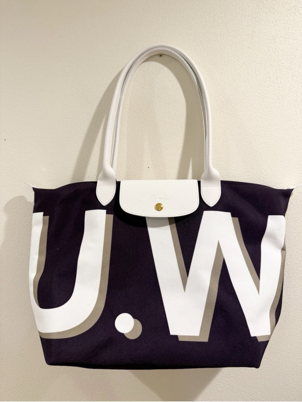 Longchamp Personalized Large Long Handle Tote Bag University of Washington UW